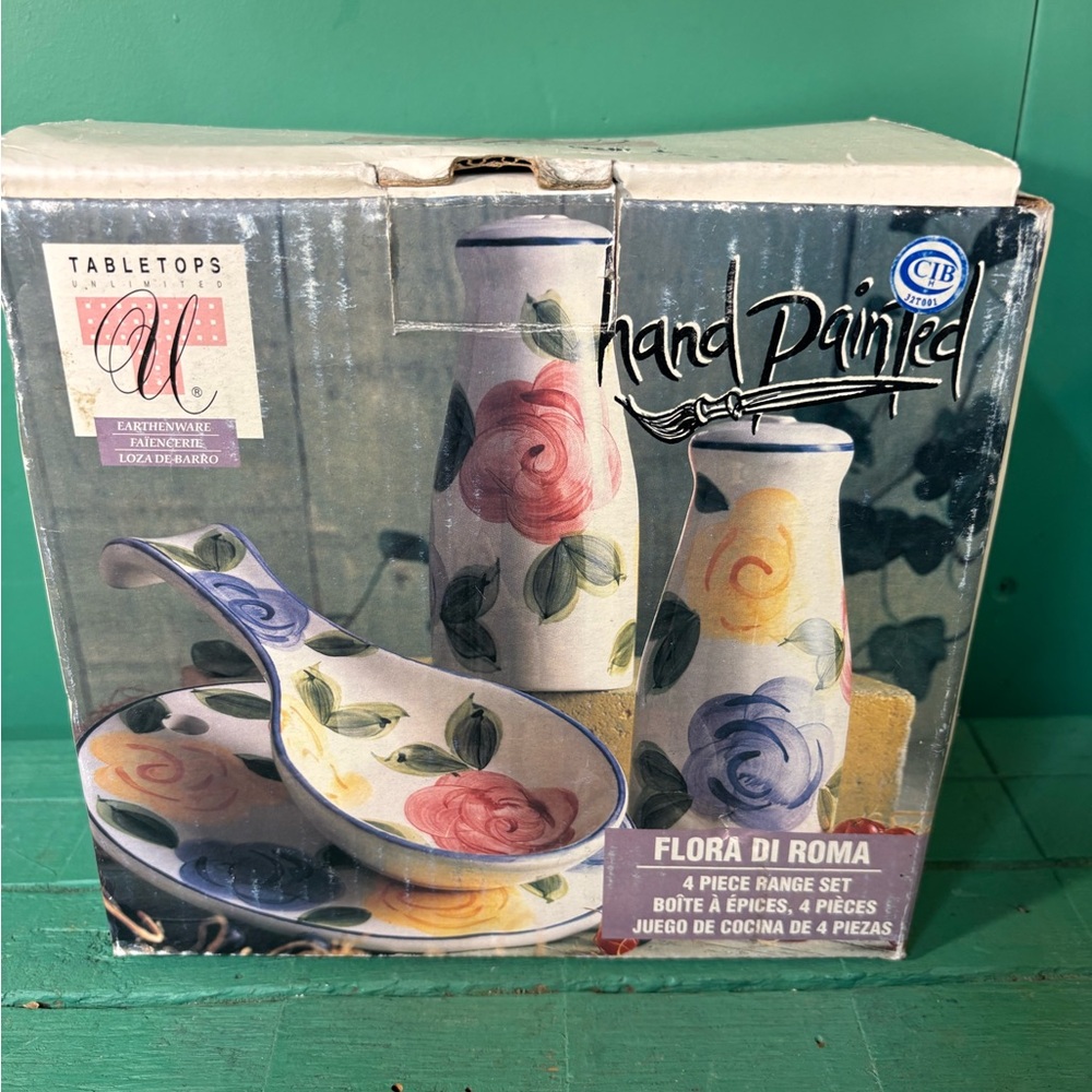 Hand Painted Kitchen Set - Floral Design Vintage NIB